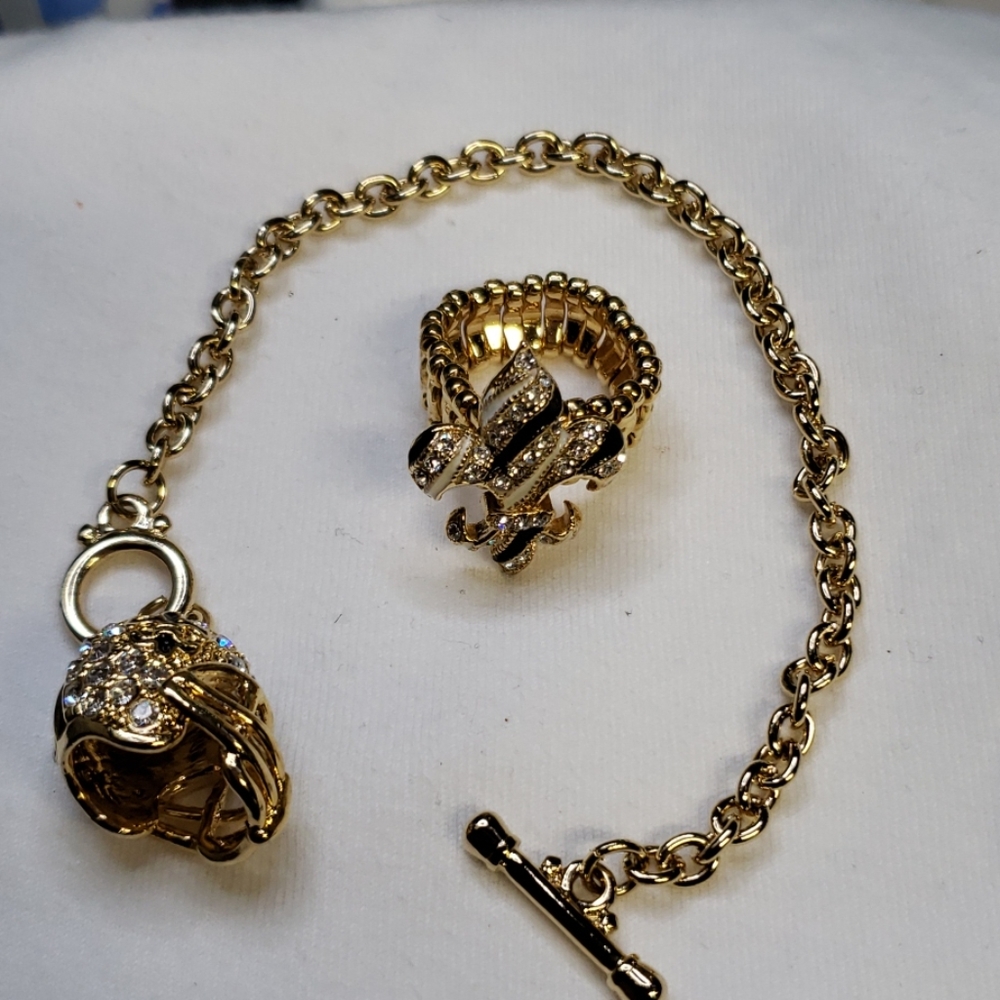 New Orleans Saints Bracelet and Ring Set